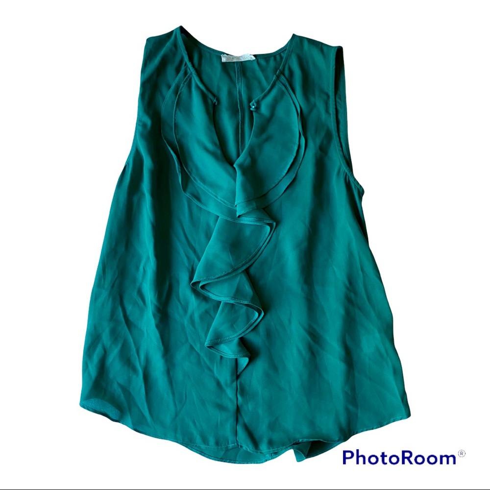 Elodie green sleeves ruffle blouse